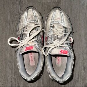 Nike Silver and Pink Sneakers with Cushioned Sole